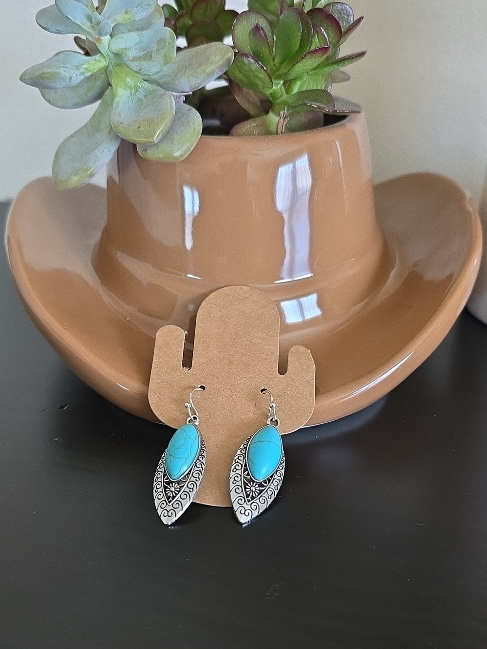 Turquoise Teardrop Silver-Accent Dangle Earrings - Women Jewelry